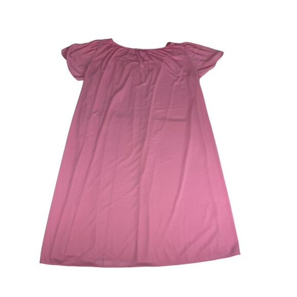 Miss Elaine Women's Dress Pink Short Sleeve Pleated Nightgown Pullover Unlined - Picture 6 of 6